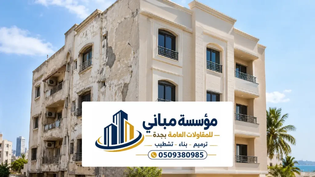 ترميم واجهات مباني جدة ، إصلاح التشققات وتجديد الواجهات